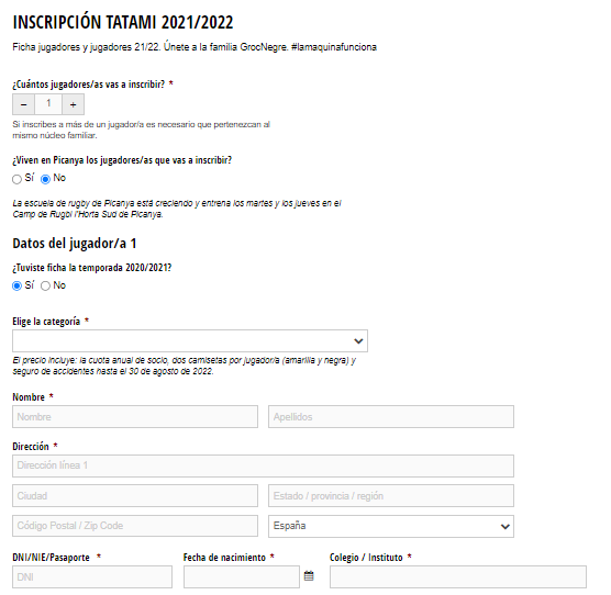 Foto formulario Tatami